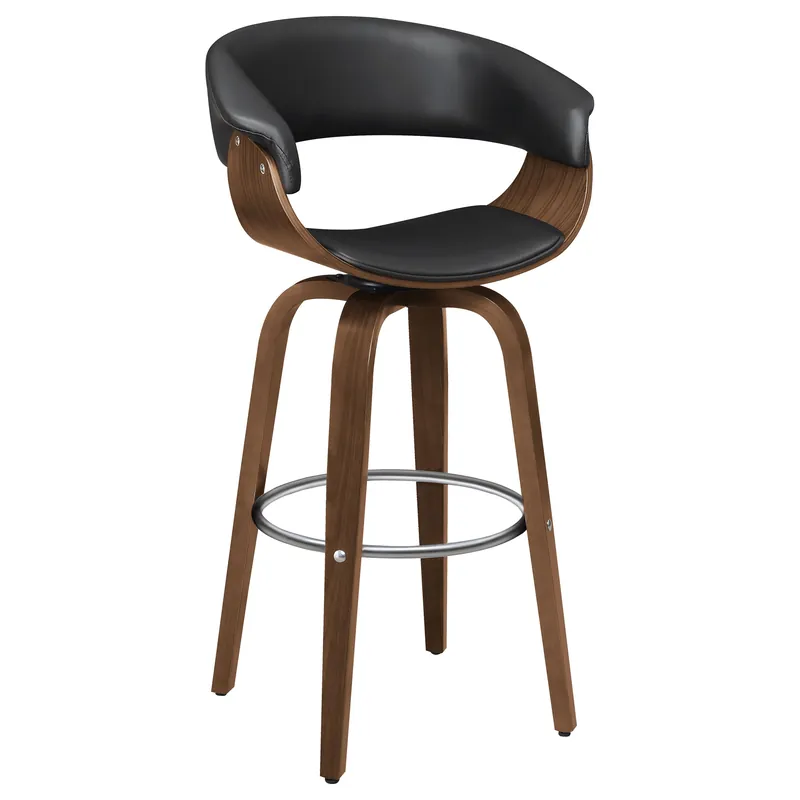 Zion Upholstered Swivel Bar Stool Walnut and Black - Coaster