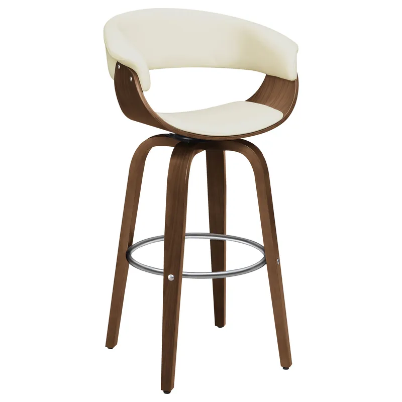 Zion Upholstered Swivel Bar Stool Walnut and Ecru - Coaster
