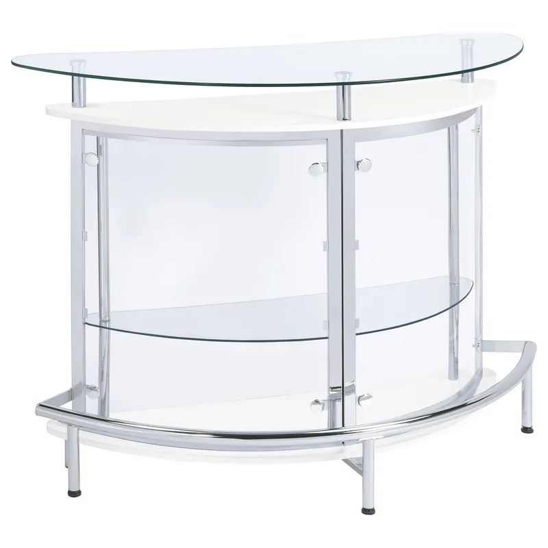 Amarillo Freestanding Glass Top Home Bar Wine Cabinet White - Coaster