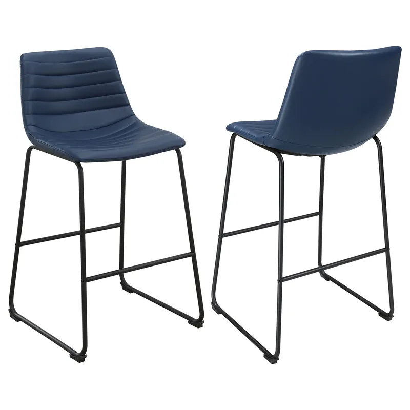 Zuni Faux Leather Upholstered Counter Chair Blue (Set of 2) - Coaster