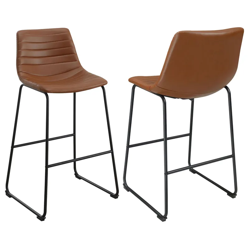 Zuni Faux Leather Upholstered Bar Chair Saddle (Set of 2) - Coaster