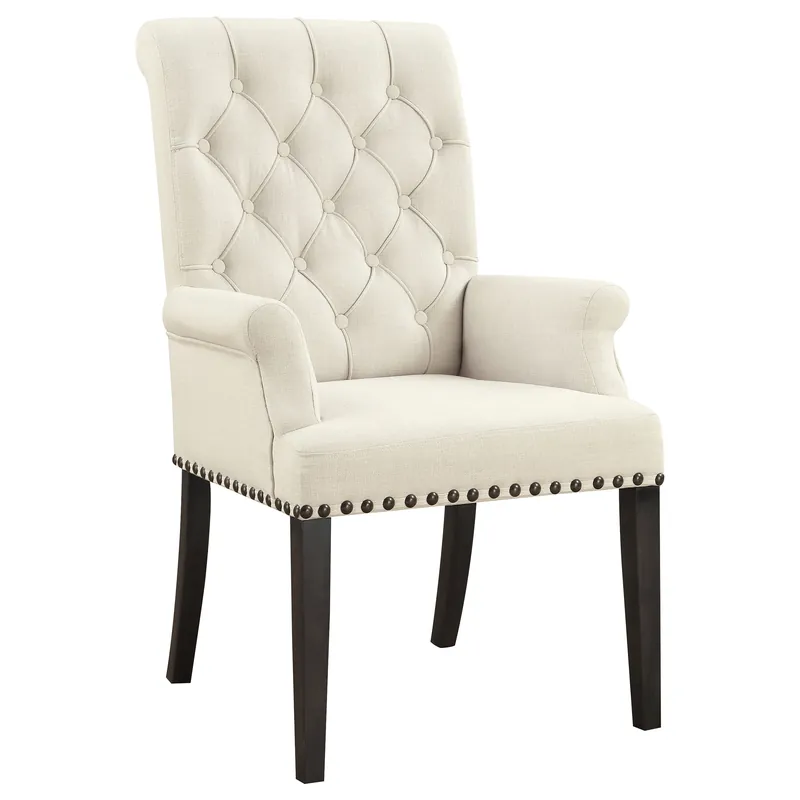 Alana Fabric Upholstered Dining Arm Chair Beige - Coaster