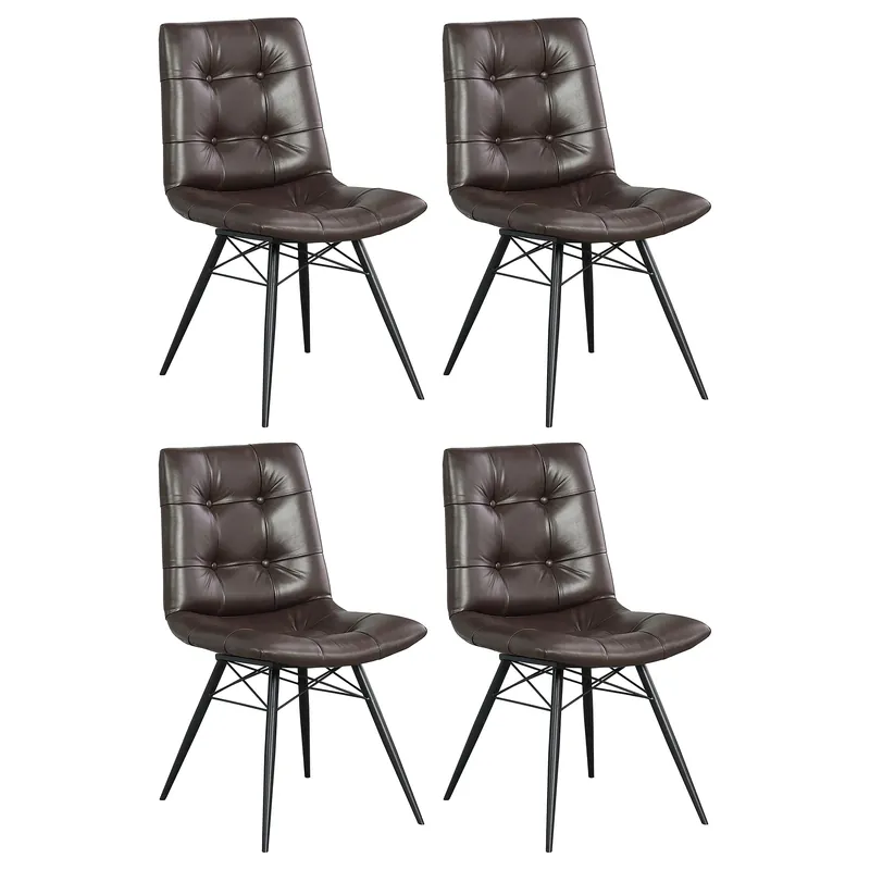 Aiken Upholstered Dining Side Chair Brown (Set of 4) - Coaster
