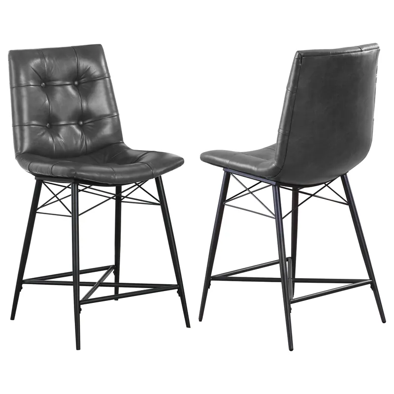 Aiken Upholstered Tufted Counter Chair Charcoal (Set of 2) - Coaster