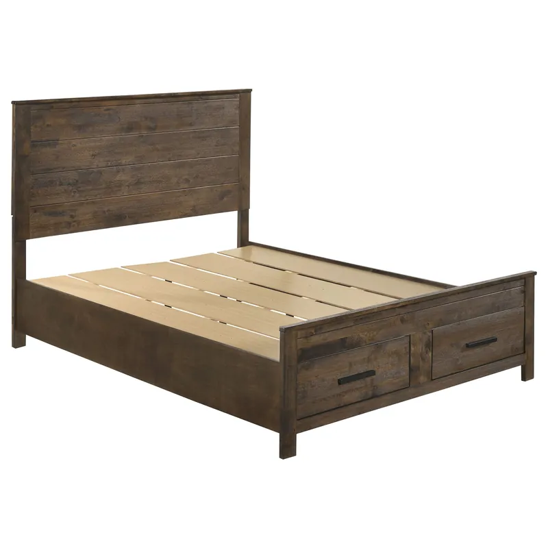 Woodmont Wood Queen Storage Panel Bed Rustic Golden Brown - Coaster