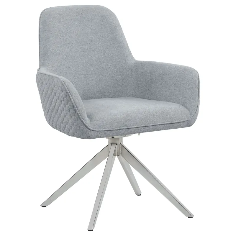 Abby Fabric Upholstered Swivel Dining Arm Chair Light Grey - Coaster