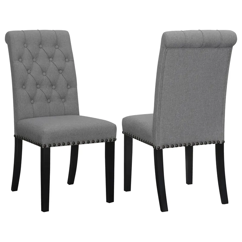 Alana Fabric Upholstered Dining Side Chair Grey (Set of 2) - Coaster