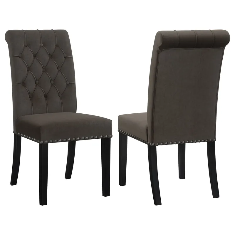 Alana Velvet Upholstered Dining Side Chair Brown (Set of 2) - Coaster