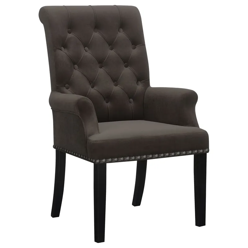 Alana Velvet Upholstered Dining Arm Chair Brown - Coaster
