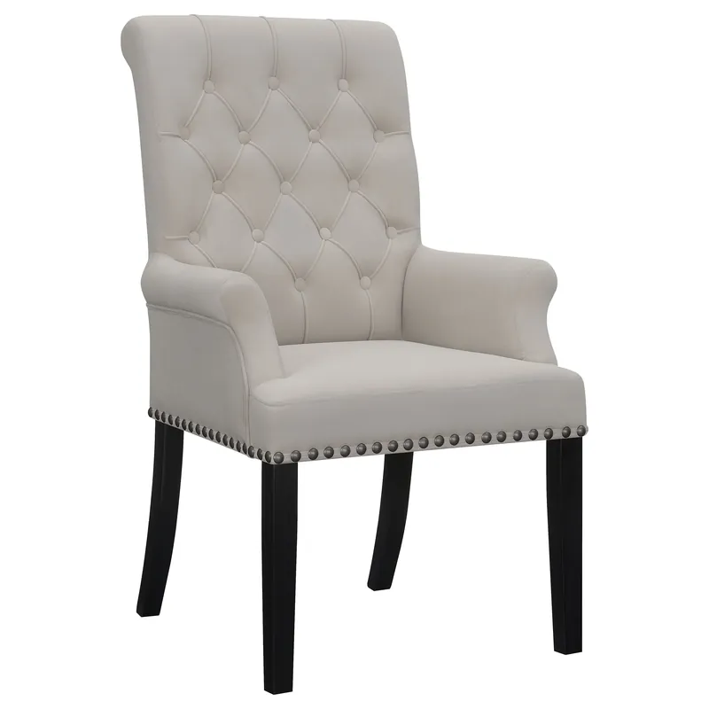 Alana Velvet Upholstered Dining Arm Chair Sand - Coaster