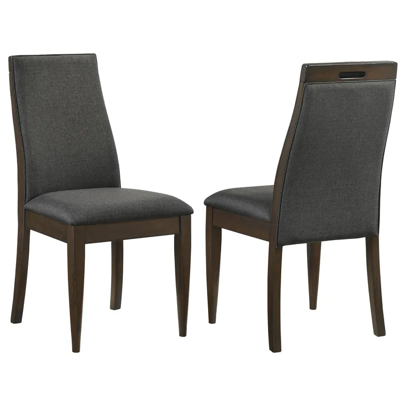 Wes Upholstered Dining Side Chair Dark Walnut (Set of 2) - Coaster
