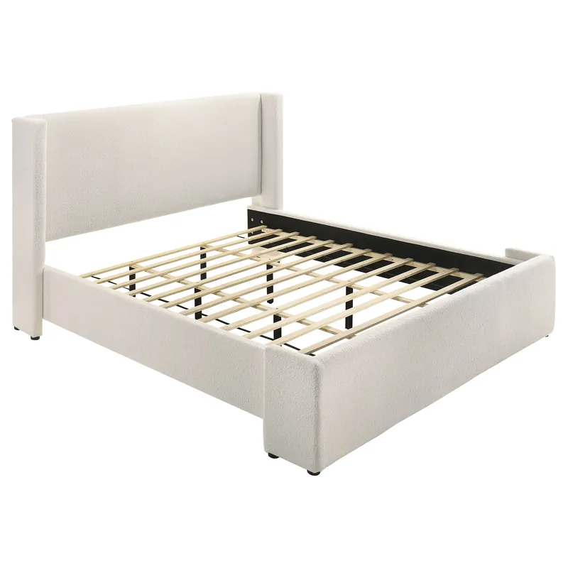 Alamosa Boucle Upholstered Eastern King Platform Bed White - Coaster