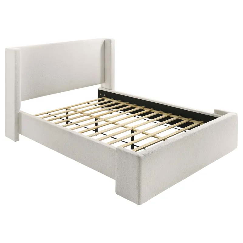 Alamosa Boucle Upholstered Queen Wingback Bed White - Coaster
