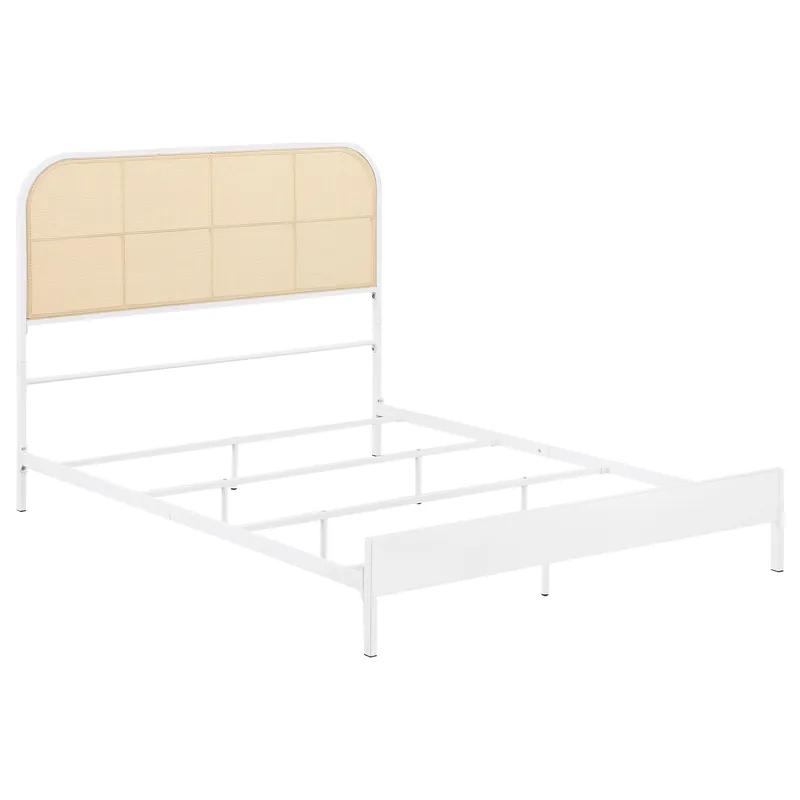 Amherst Radio Weave Rattan Metal Full Bed White - Coaster