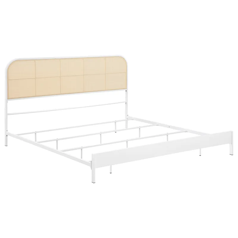 Amherst Radio Weave Rattan Metal Eastern King Bed White - Coaster