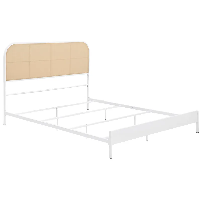Amherst Radio Weave Rattan Metal Queen Bed White - Coaster