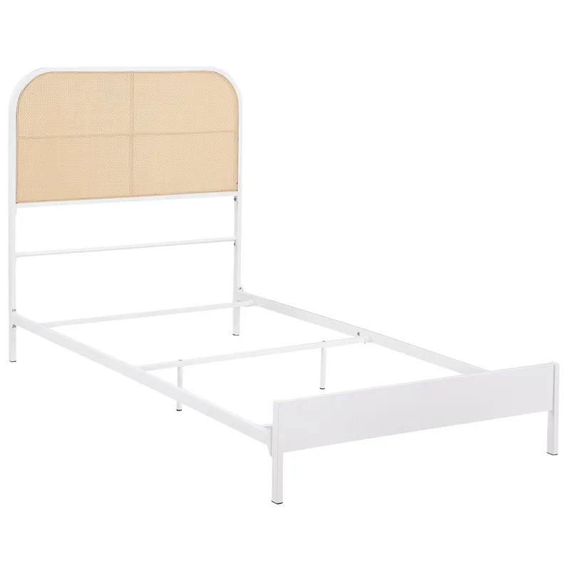 Amherst Radio Weave Rattan Metal Twin Bed White - Coaster