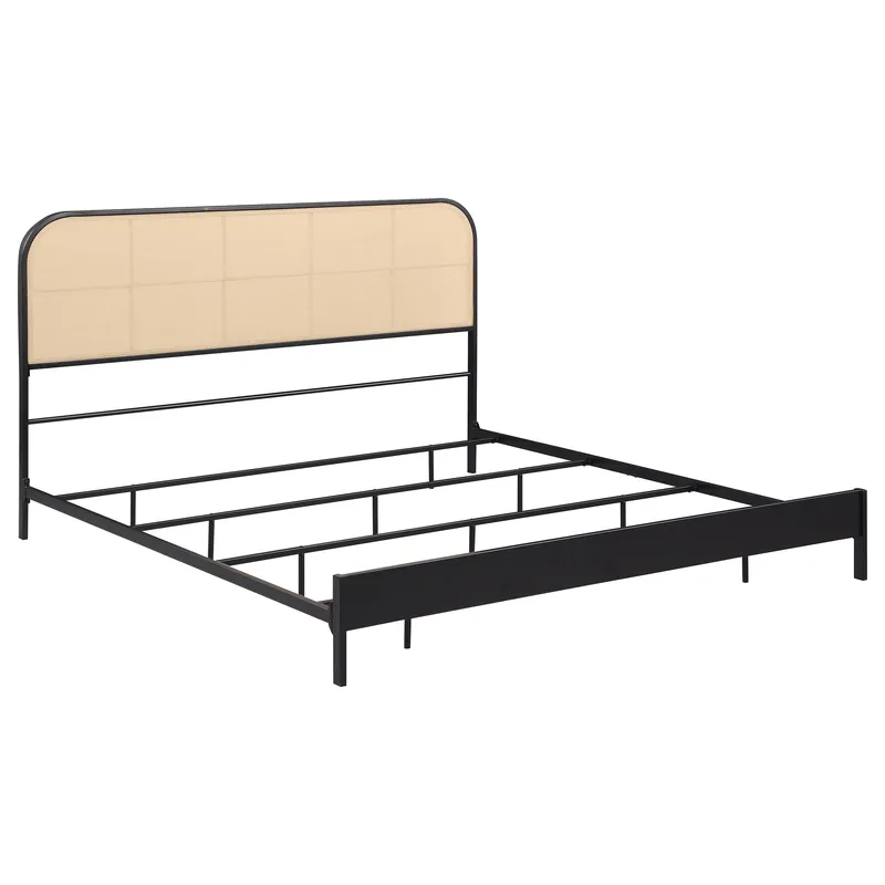 Amherst Radio Weave Rattan Metal Eastern King Bed Black - Coaster