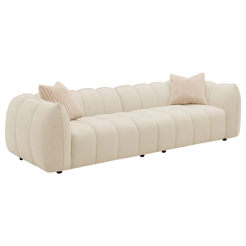 Winchester Boucle Upholstered Extra Long Sofa Sand Pebble - Coaster