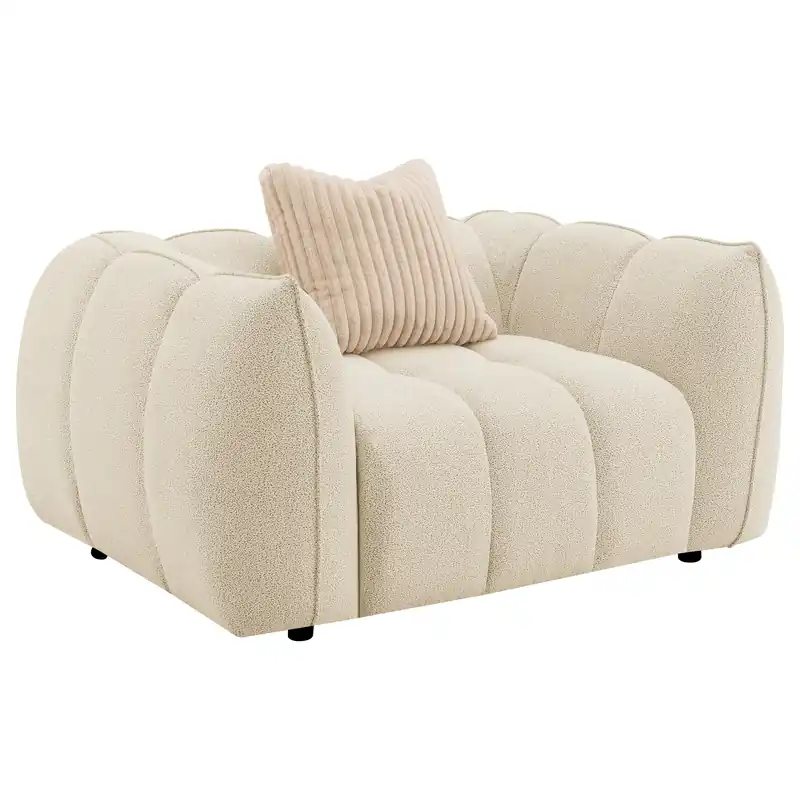 Winchester Boucle Upholstered Chair and a Half Sand Pebble - Coaster