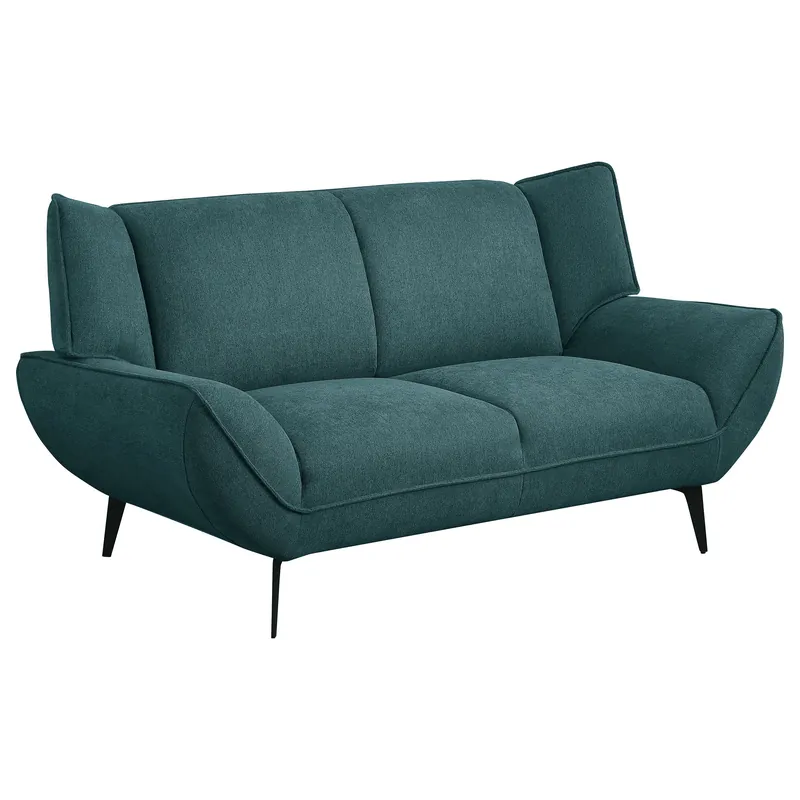 Acton Upholstered Flared Arm Loveseat Teal Blue - Coaster