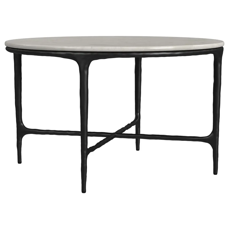 Hermas Round Genuine Marble Top Metal Coffee Table White - Coaster