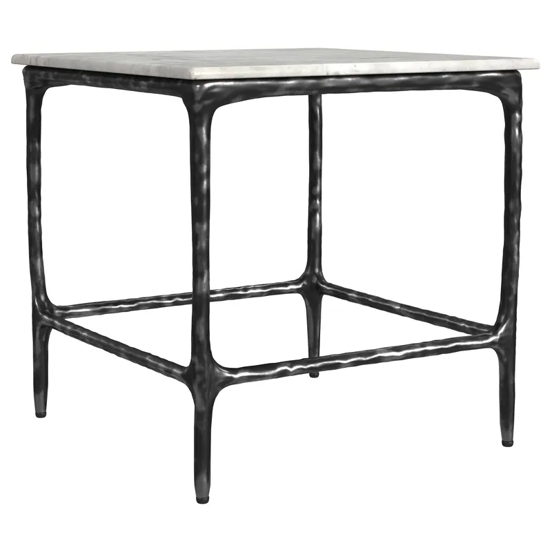 Ebby Square Genuine Marble Top Metal End Table White - Coaster