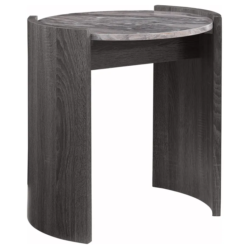 Gladstone Round Faux Marble Top End Table Distressed Grey - Coaster