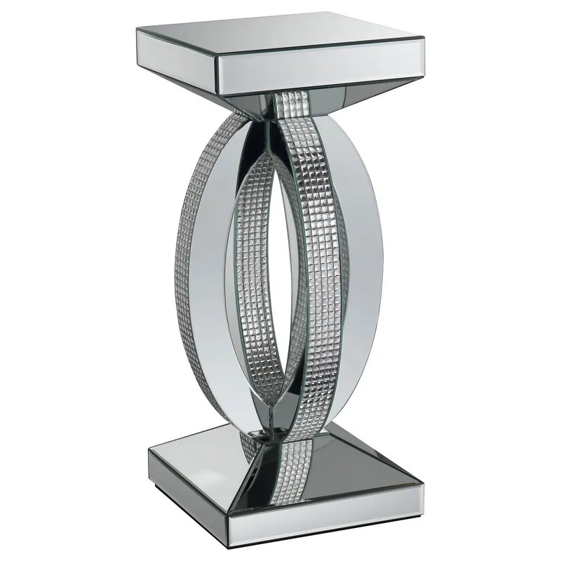 Amalia Square Mirrored Acrylic Crystal Side End Table Silver - Coaster