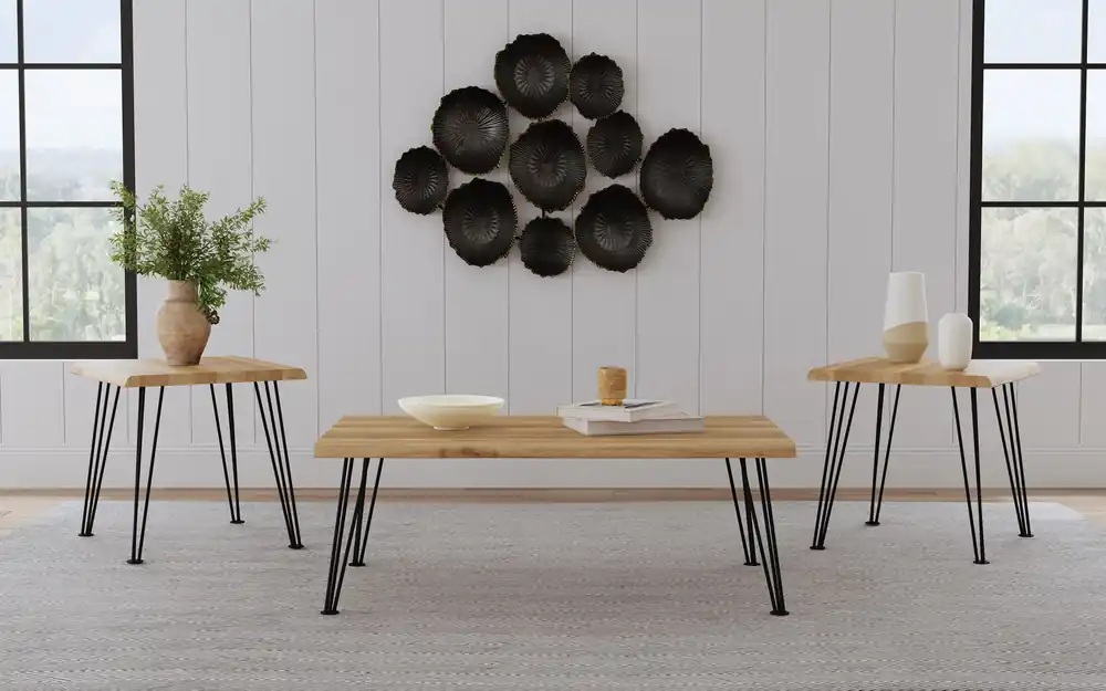 Zander 3-piece Rectangular Coffee and End Table Set Natural