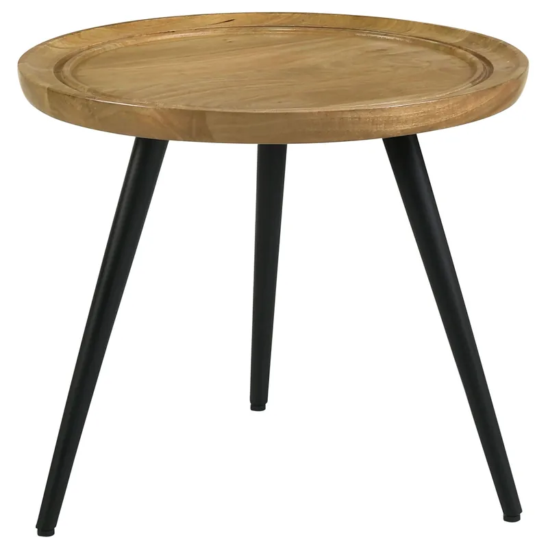 Zoe Round Mango Wood Side End Table Natural and Black - Coaster