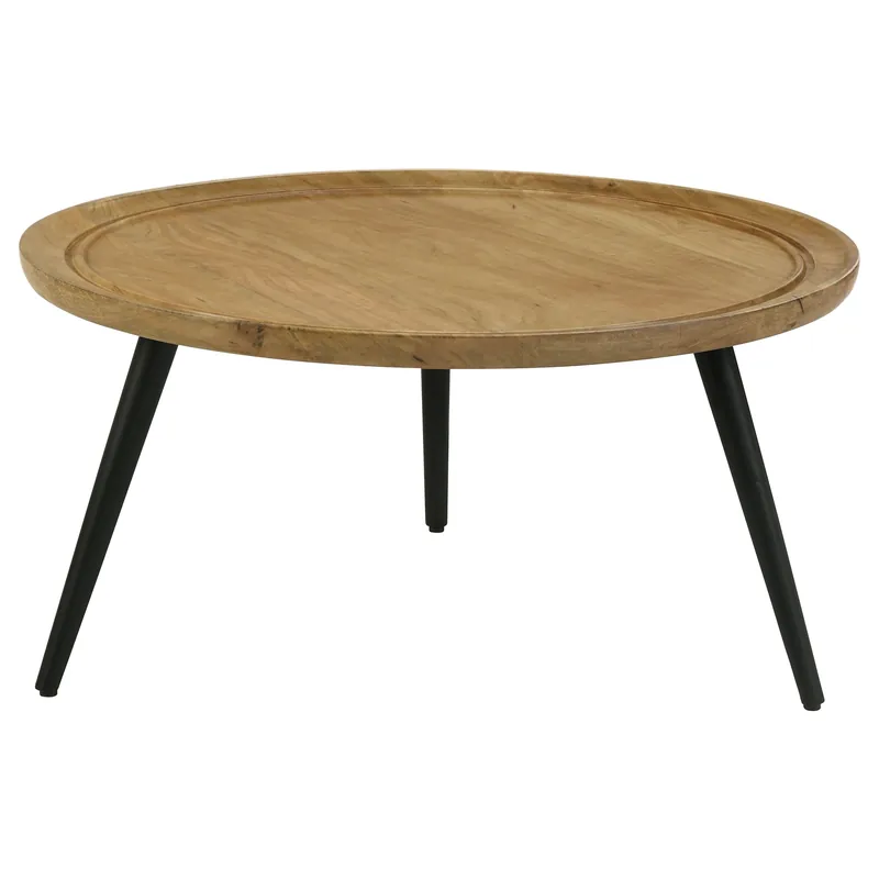 Zoe Round Mango Wood Coffee Table Natural and Black - Coaster