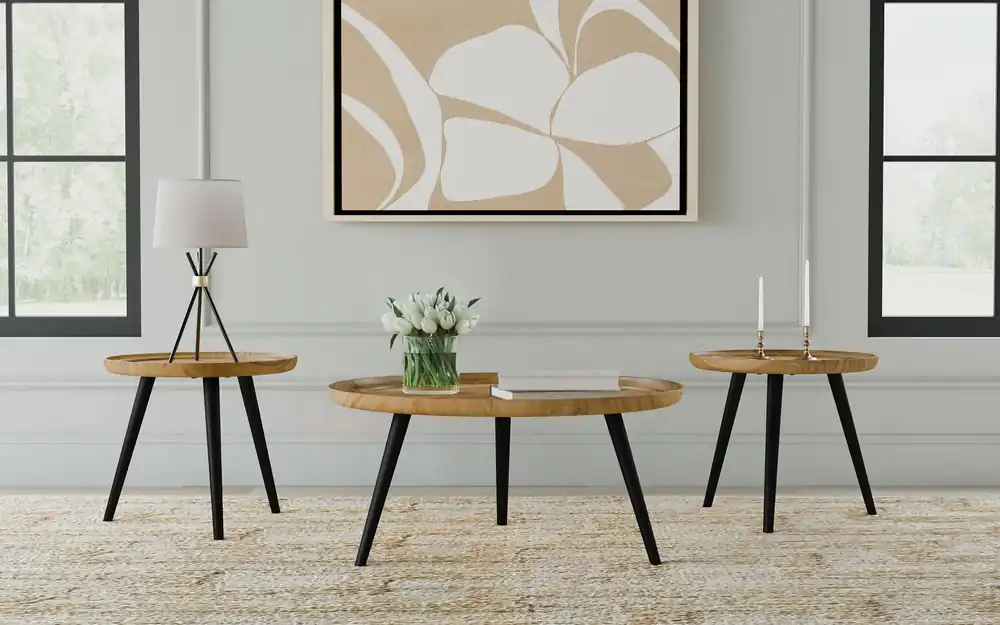Zoe 3-piece Mango Wood Coffee and End Table Set Natural