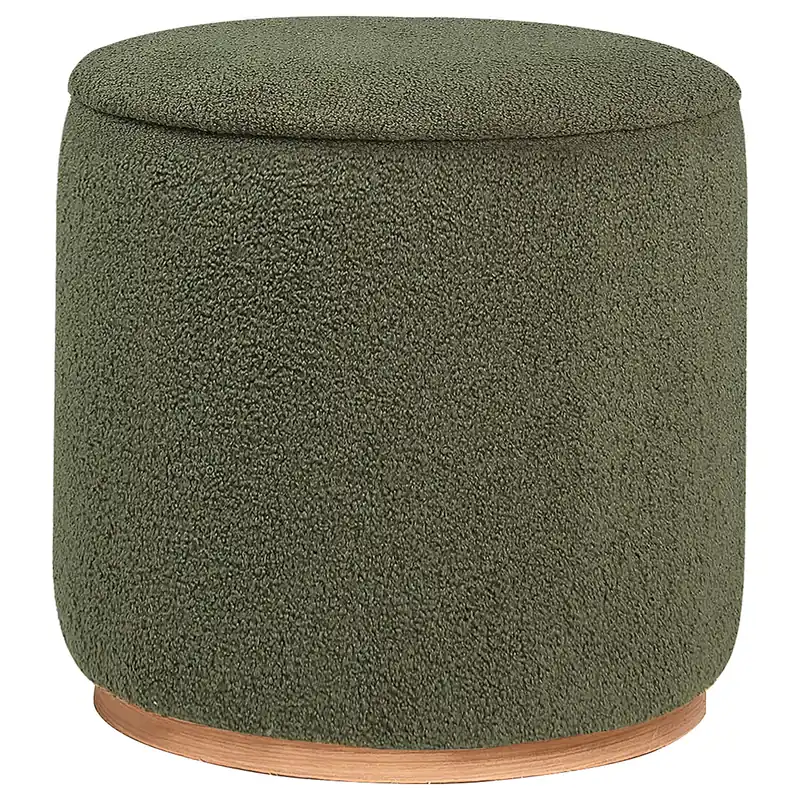 Zena Faux Sheepskin Upholstered Round Ottoman Green - Coaster