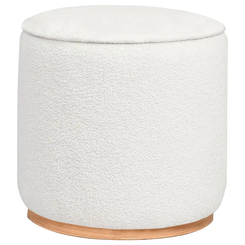 Zena Faux Sheepskin Upholstered Round Ottoman Ivory - Coaster