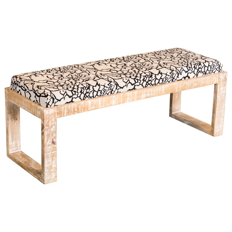 Aiden Fabric Upholstered Accent Bench Distressed White - Coaster