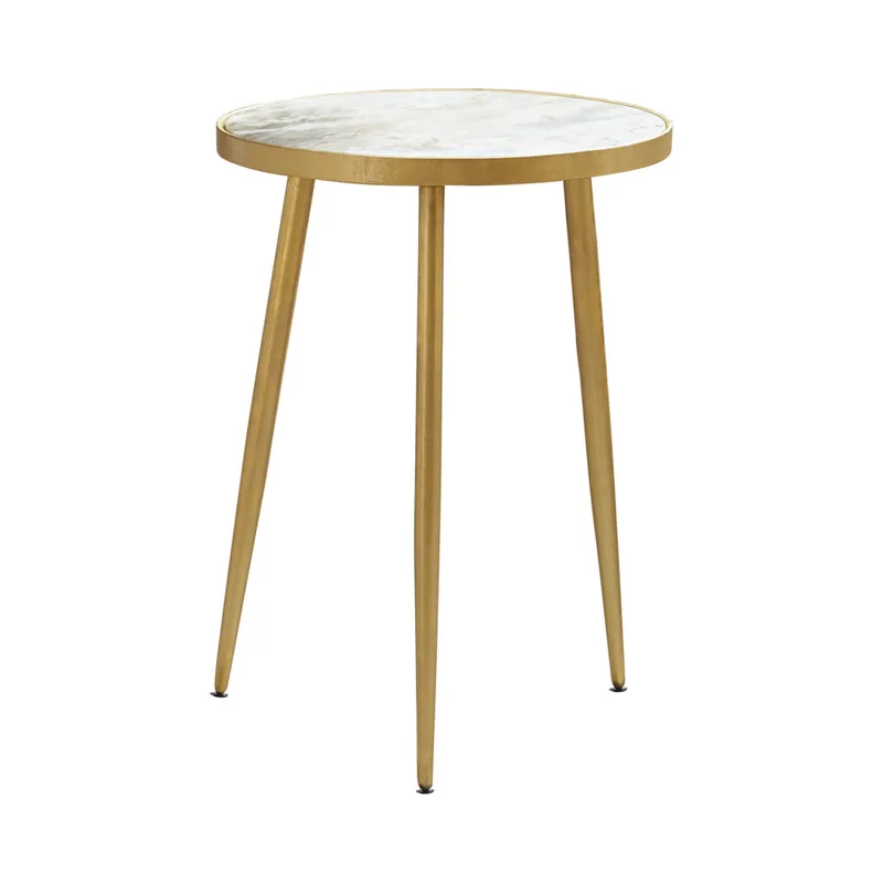 Acheson Round Marble Top Side Table White and Gold - Coaster