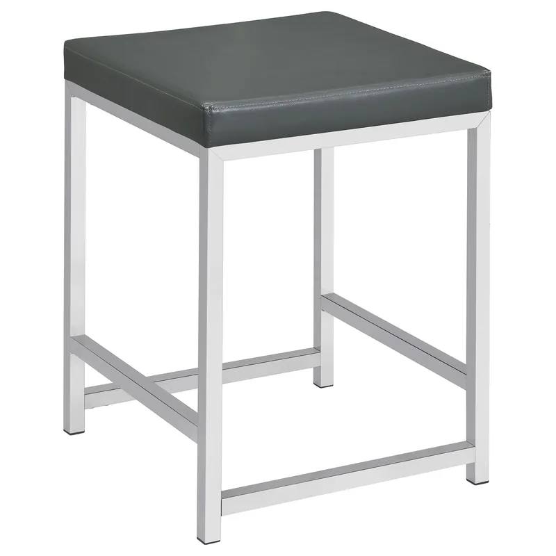 Afshan Upholstered Square Padded Vanity Stool Chrome - Coaster