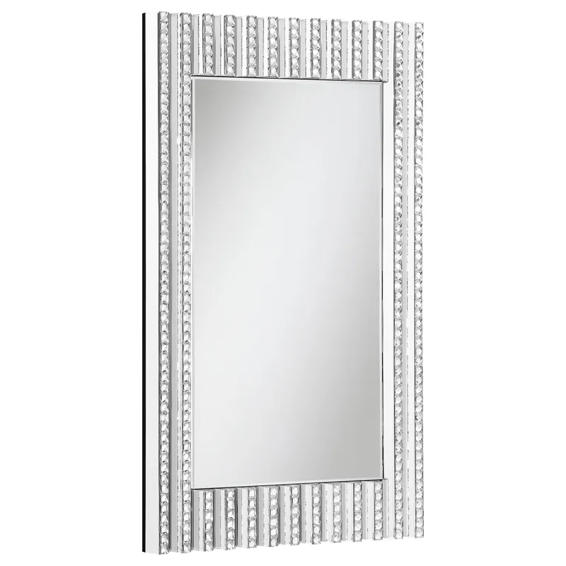 Aideen 32 x 47 Inch Acrylic Crystal Wall Mirror Silver - Coaster