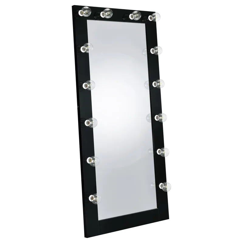 Zayan 32 x 71 Inch Floor Mirror LED Lighting Black Gloss - Coaster