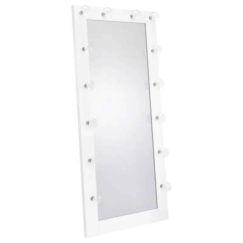 Zayan 32 x 71 Inch Floor Mirror LED Lighting White Gloss - Coaster