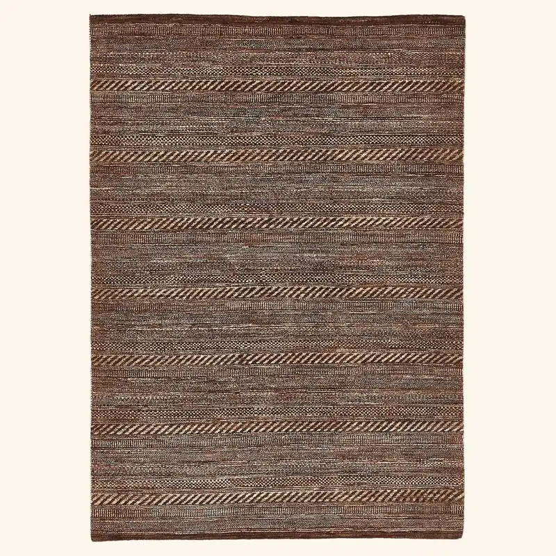Brown Textured Wool Rug - 4'7" x 6'7"