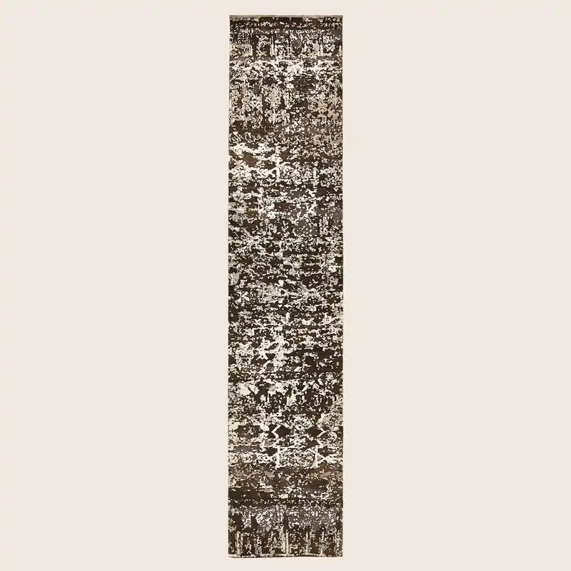 Brown Modern Wool Runner - 2'9" x 14'