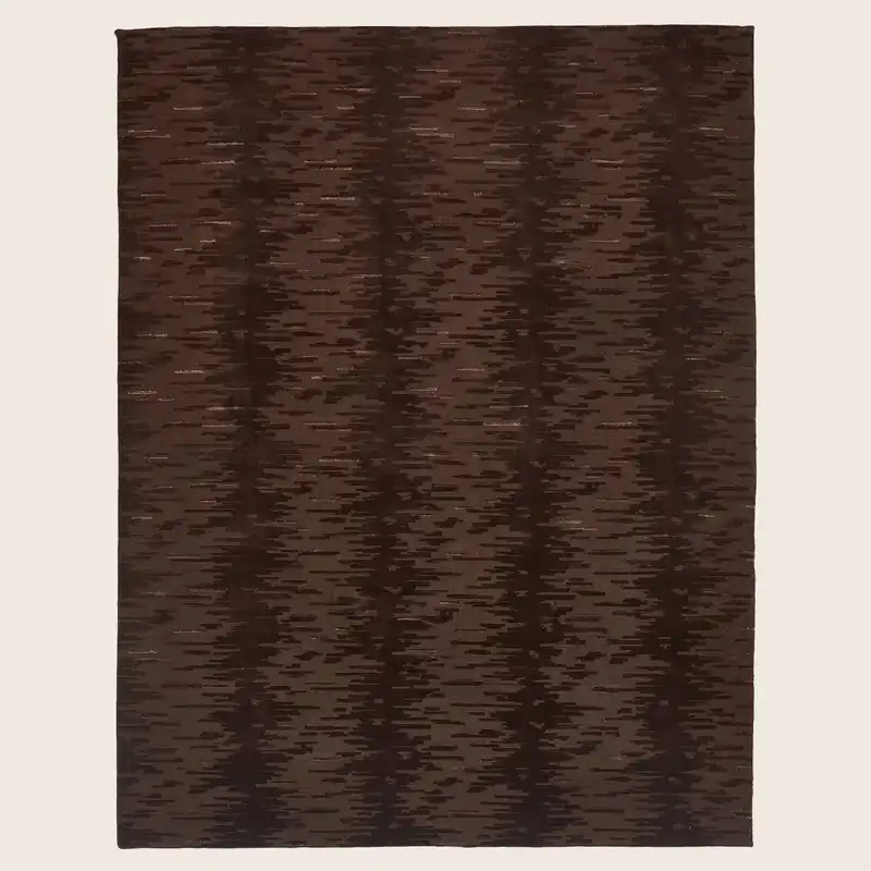 Brown Modern Wool Silk Blend Rug - 9'2" x 11'