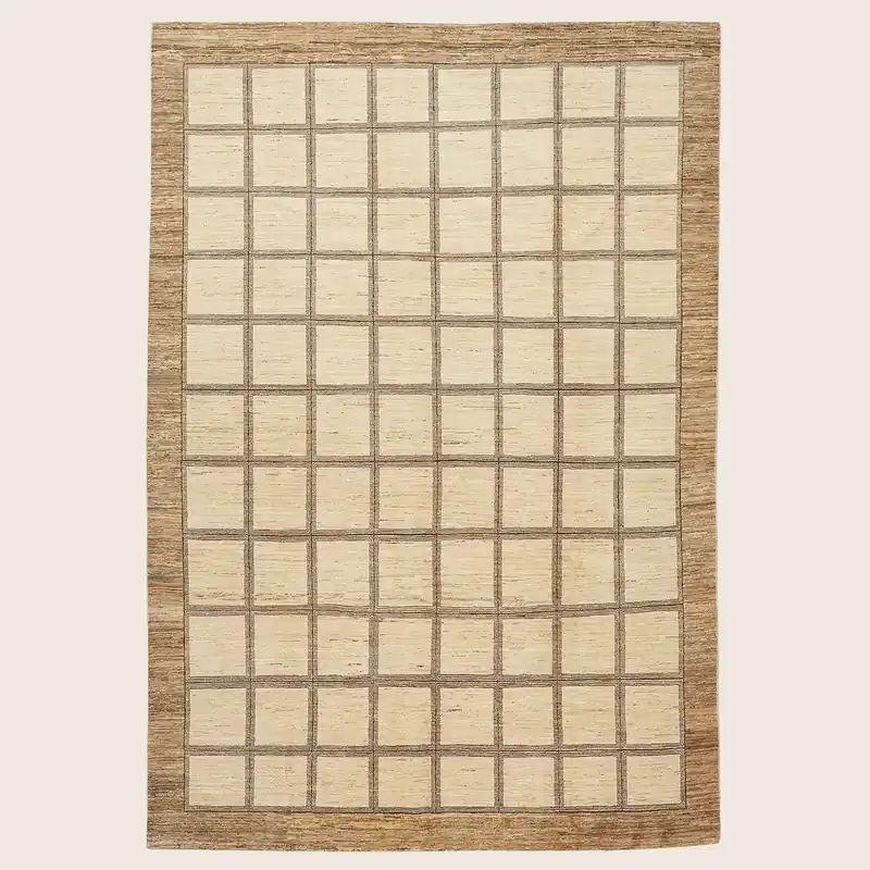 Beige Flatweave Wool Rug - 9'1" x 13'3"