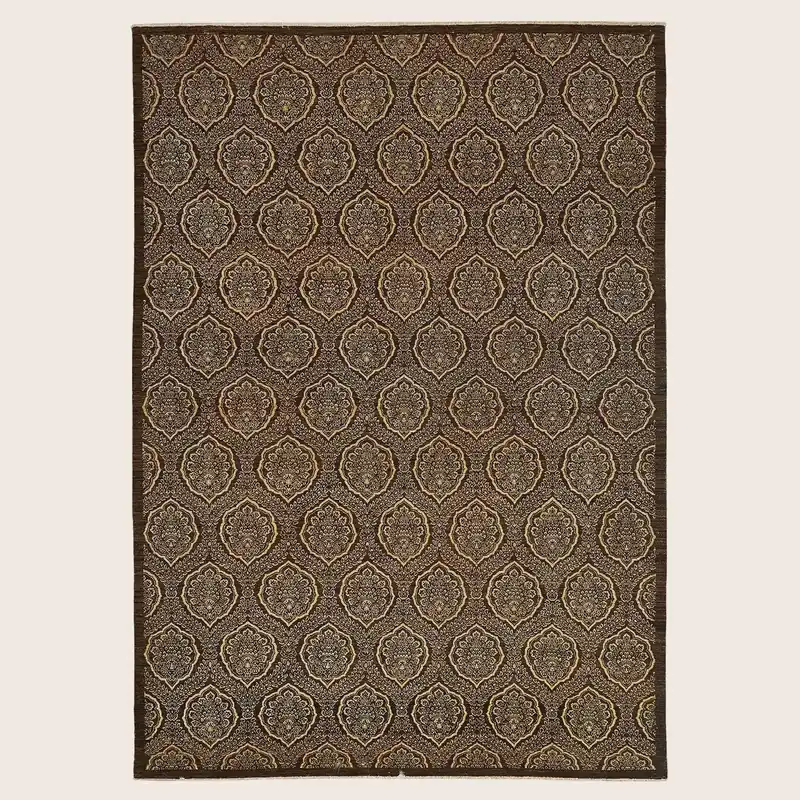 Brown Traditional Wool Rug - 9'10" x 13'9"