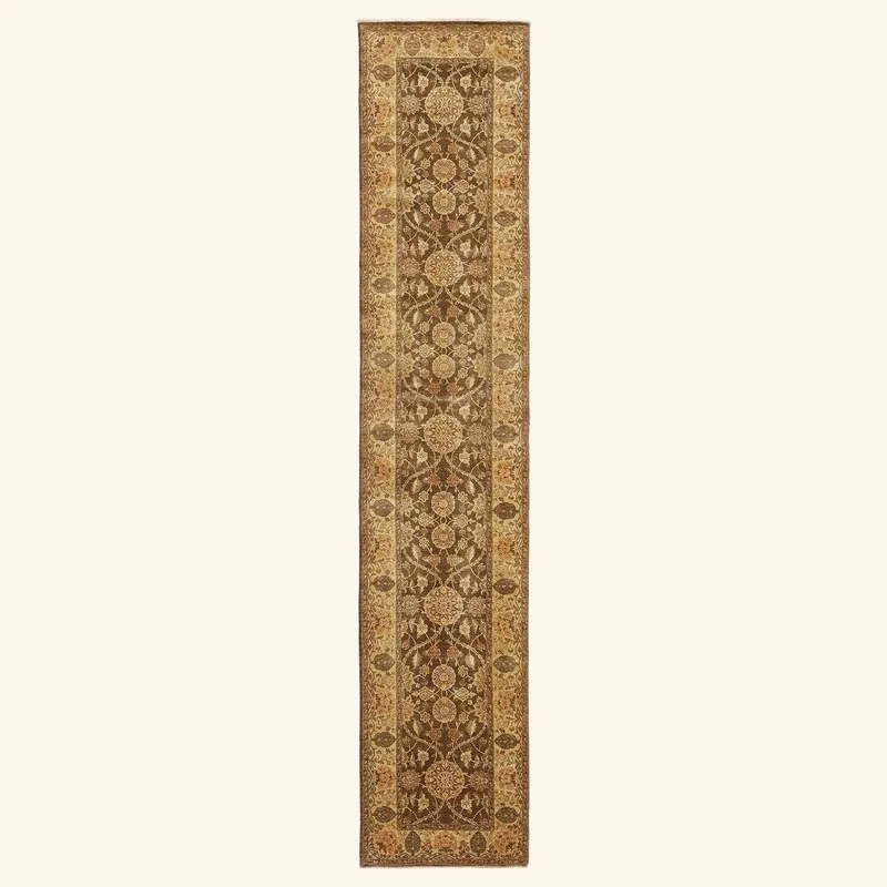 Brown Traditional Wool Runner - 4' x 19'10"