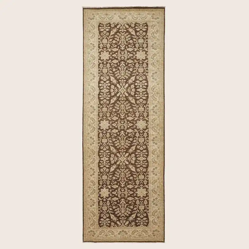 Brown Traditional Wool Runner - 6'1" x 17'9"
