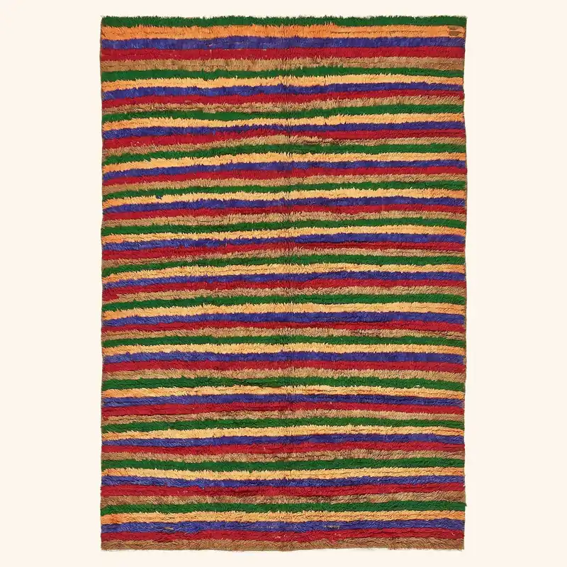 Vintage Striped Turkish Wool Rug - 6' x 9'