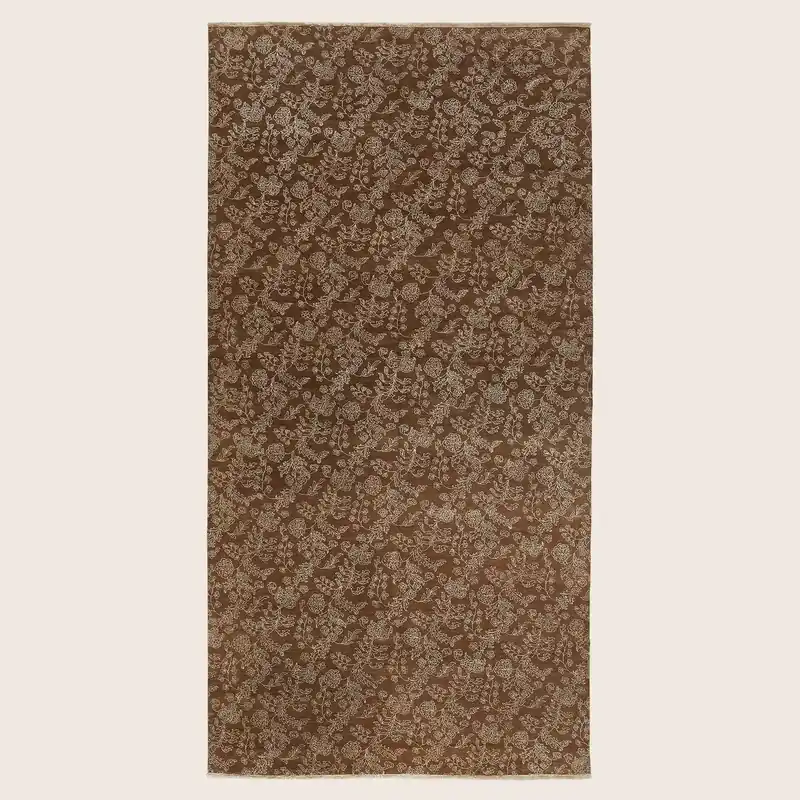 Brown Transitional Wool Silk Blend Rug - 6'7" x 12'9"